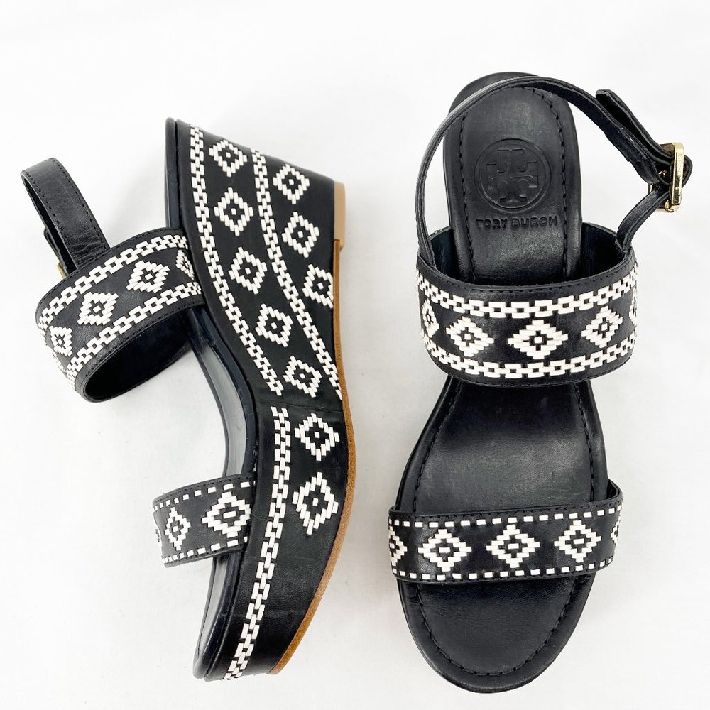 Tory burch reena mid wedge platform sandals~NWOT~8.5